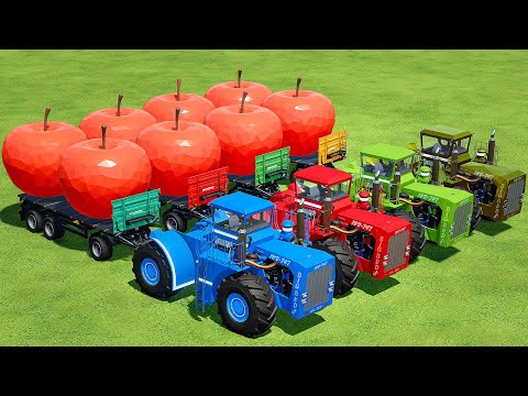 LOAD & TRANSPORT APPLES WITH BIG BUD COLORED TRACTORS - Farming Simulator 22
