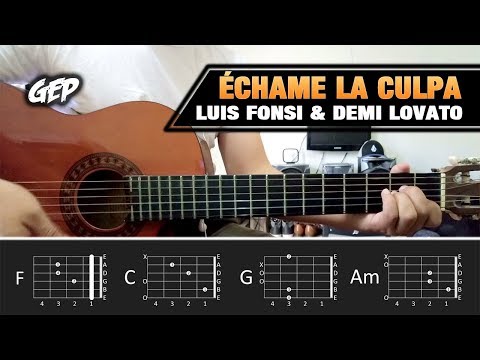Como tocar "Échame La Culpa" de Luis Fonsi, Demi Lovato en Guitarra Acústica - Tutorial Fácil (HD)