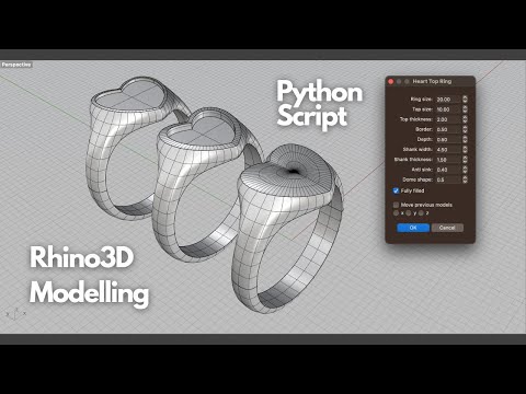 Python Magnetic Ring Файл 3D Heart-top Rings 3D Models Python Automation in Rhino3D 💍 ・3D ...