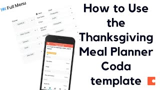 Thanksgiving Meal Planner Template & Tutorial - Excel & Google Sheets Alternative (Coda)