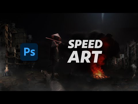 Cinematic samurai war base | Speed Art | Photoshop Tutorial