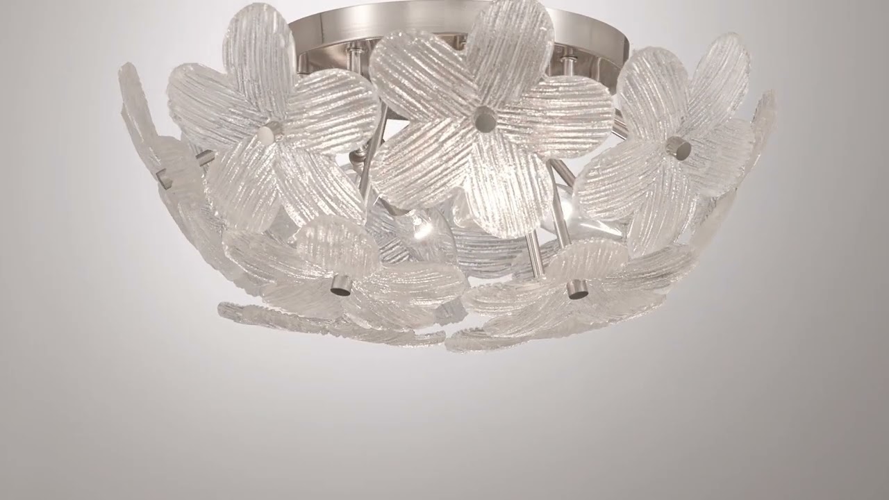 Video 1 Watch A Video About the Possini Euro Filoli 16 Wide Nickel Flower Ceiling Light