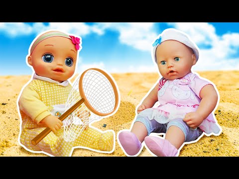 Baby Annabell doll and Baby Alive doll can't share sand toys and sand molds in the sandbox.
