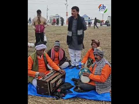 The atmosphere at Mahakumbh 2025 is vibrant, filled with folk artists singing devotional songs
