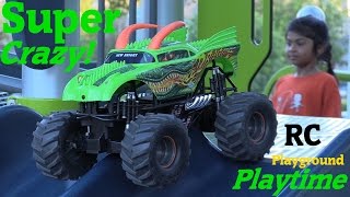 RC Monster Truck: Monster Jam Truck DRAGON Fun Playtime at the Park w/ Hulyan