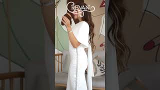 فستان سكري طويل مصنوع من قماش الكريب