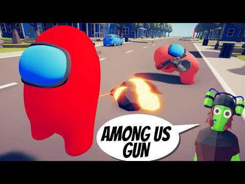 Sus Shooter!? Among Us Gun vs Every Faction in the town - Totally Accurate Battle Simulator TABS