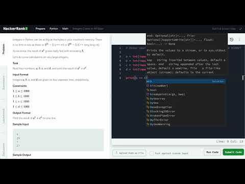 Hackerrank Python Solution 5 Math Python Integers Come In All Sizes
