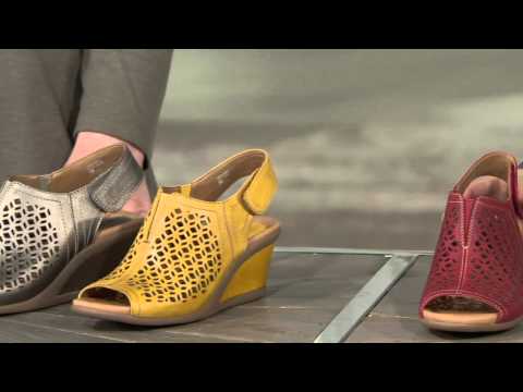 Earth Leather Wedge Sandals with Cut-Out Details - Cascade on QVC