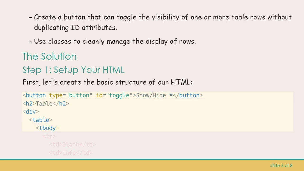 How to Expand Multiple Table Rows on a Single Button Click
