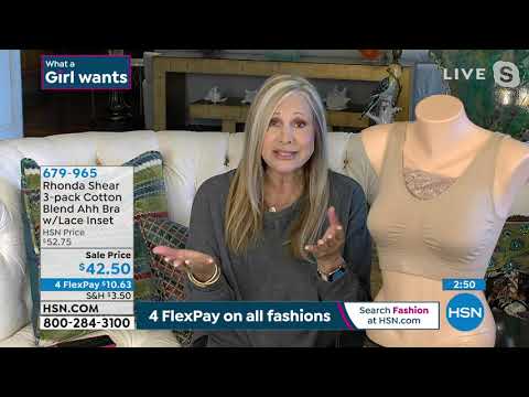 Rhonda Shear 3pack Cotton Blend Ahh Bra with Lace Inset