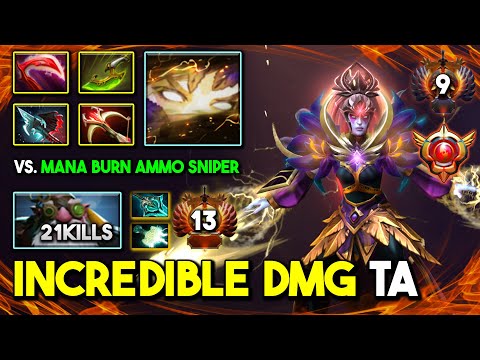 INCREDIBLE DAMAGE QUEEN Templar Assassin Full Physical Build Vs. Mana Burn Ammo Sniper 7.35c DotA 2