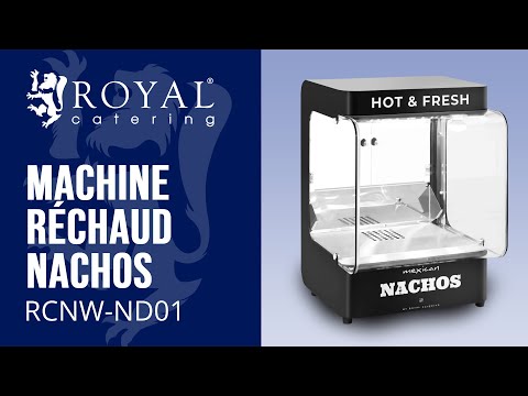 Vidéo - Machine Réchaud Nachos - Design moderne - 99 l - 50 - 60 °C - noir - Royal Catering