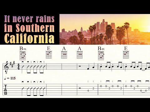 IT NEVER RAINS IN SOUTHERN CALIFORNIA | ALBERT HAMMOND | Guitar Lesson Tutorial | TAB & Sheet Music