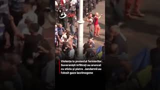 Violențe la protestul fermierilor. Suveraniști infiltrați au aruncat cu sticle ș