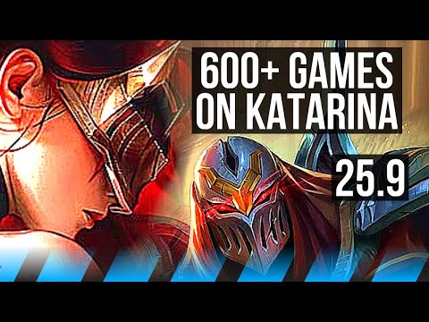 KATARINA vs ZED (MID) | 15/2/12, Legendary, 600+ games | KR Master | 25.9