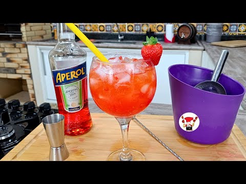 Drink de Aperol Tônica e Morango Fácil de Fazer Delicioso