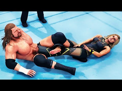 WWE 2k20: Trish Stratus (barefoot) vs Triple H 2, Intergender Wrestling