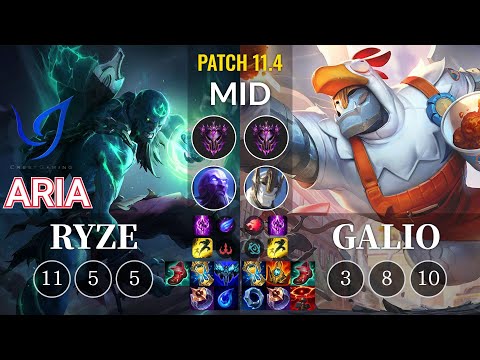 CGA Aria Ryze vs Galio Mid - KR Patch 11.4