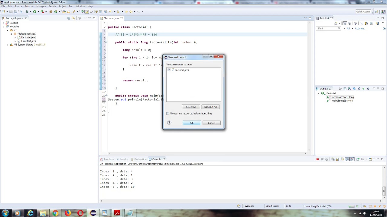 Calculate factorial in Java (Iteration)