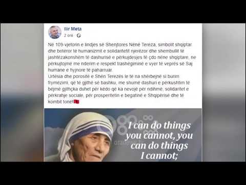 RTV Ora - Meta kujton Nënë Terezën: Urtësia dhe porositë le të na shërbejnë si burim frymëzimi