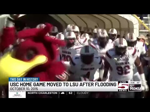 VIDEO: This Day in History: Oct. 10, 2015: USC-LSU game moves to Louisiana amid 1,000-year flood