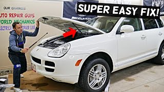 Why Porsche Cayenne Hood Does Not Stay UP Open, Hood Strut Shock Replacement