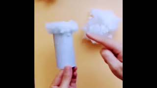 making beautiful sheep with tissue roll and cotton.