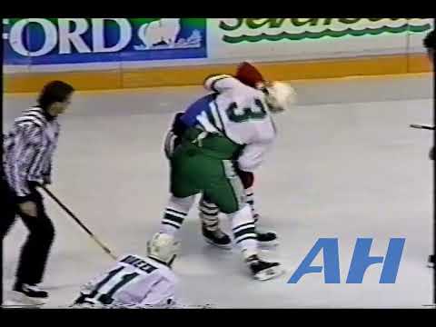 NHL Feb. 10, 1991 Doug Crossman,HFD v Wayne Presley,CHI Hartford Whalers Chicago Blackhawks