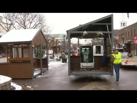 Heated outdoor ‘pods’ installed to keep downtown Northville businesses going