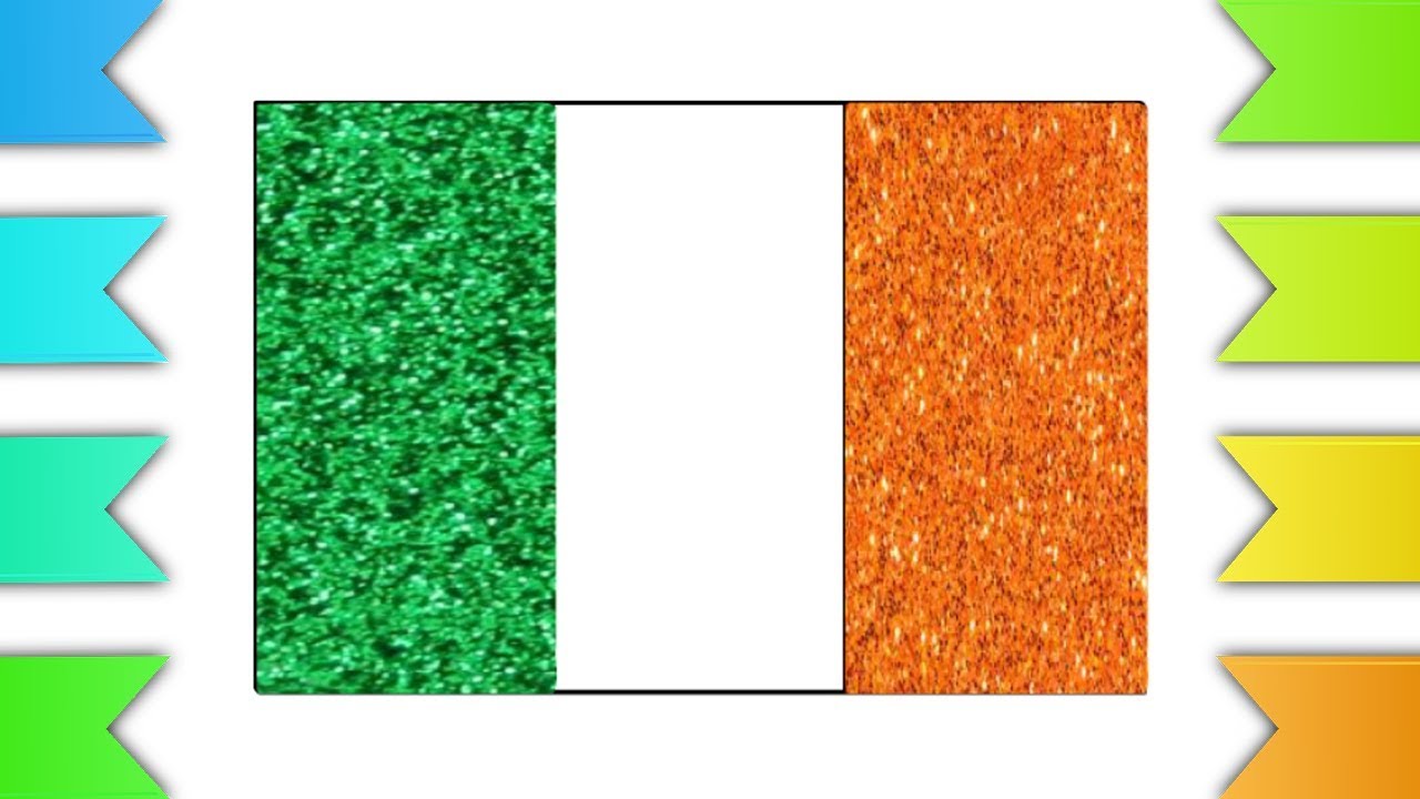 Ireland Flag  Drawing Glitter Coloring | Glitter Coloring Flags | Drawing Colors for Kids