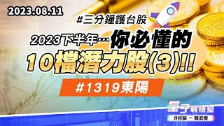 【量子戰情室】#陳武傑 0811 #三分鐘護台股 2023下半年…你必懂的10檔潛力股(3)!!#1319東陽 (圖)