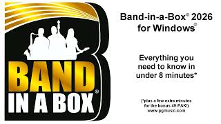 Video thumbnail for Band-in-a-Box® 2026 for Windows® - Everything you need to know in under 8 minutes!* by PG Music Inc.