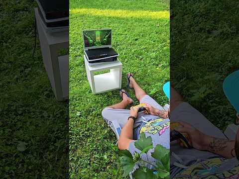 Let's play outside 😱 This portable monitor for ps5 is INCREDIBLE 🤩 #gaming #gamingsetup #ps5