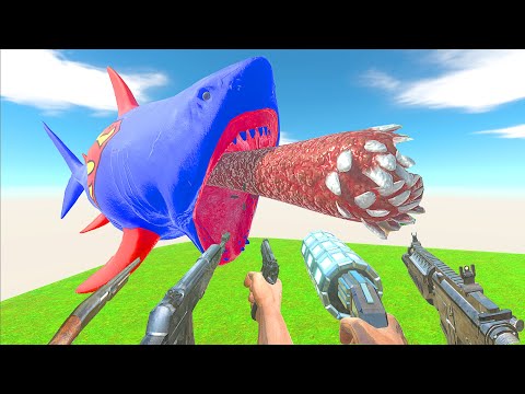 FPS AVATAR VS MUTANT MEGALODON  RESCUE MISSION HUMANS - Animal Revolt Battle Simulator
