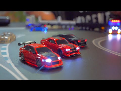 Mitsubishi Lancer EVO 9 & Challenger SRT Hellcat Table-Top Turbo Racing 1:76 Scale | RC ADVENTURES