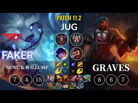 T1 Faker Nunu & Willump vs Graves Jungle - KR Patch 11.2