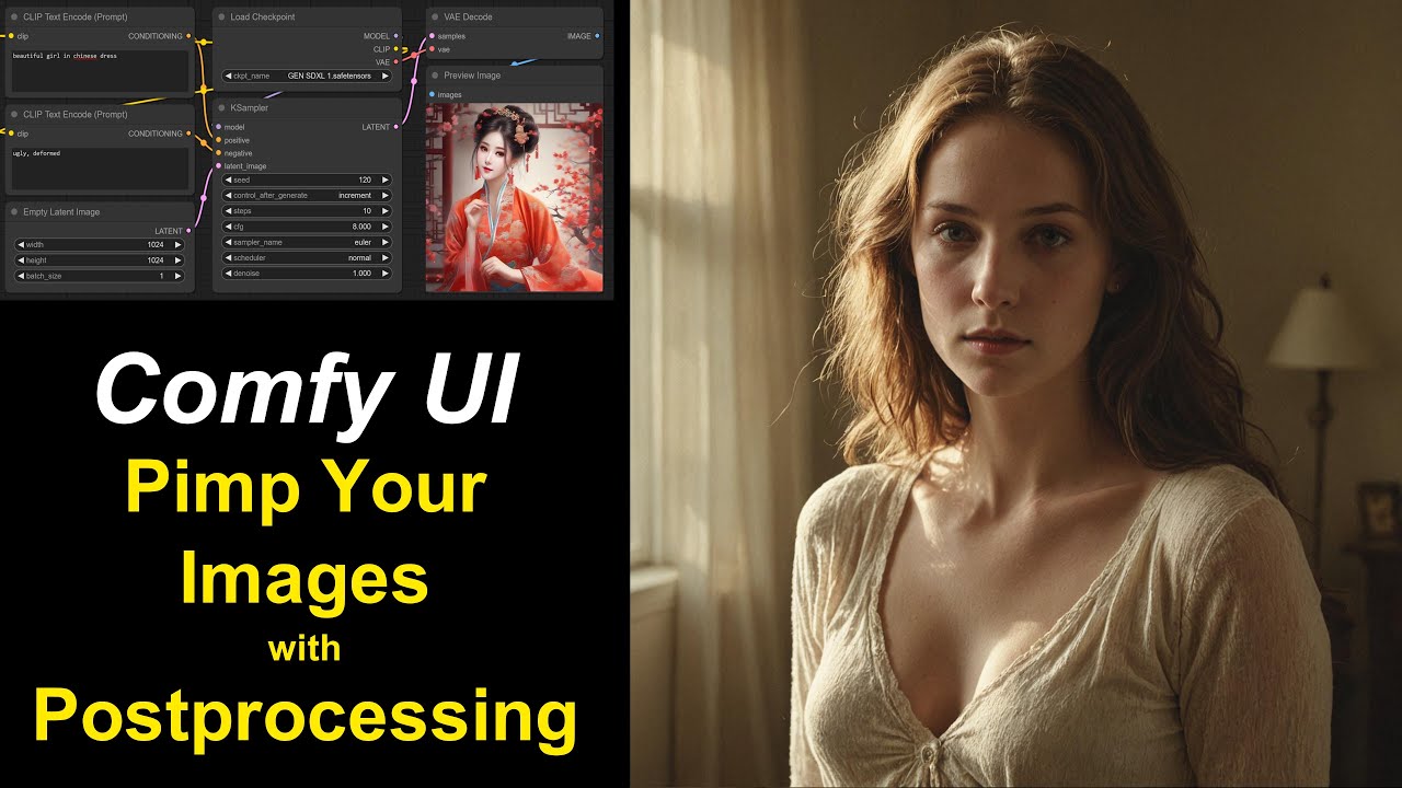 ComfyUI 30 Improve Images with Internal Postprocessing, Stable Diffusion