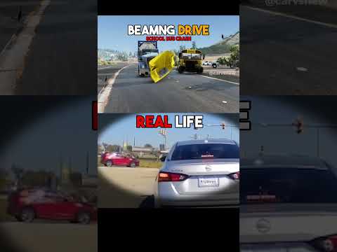 18-wheeler and School Bus Crash Real life VS Beamng Drive Flashbacks⚡🚘 #shorts  #beamdrive