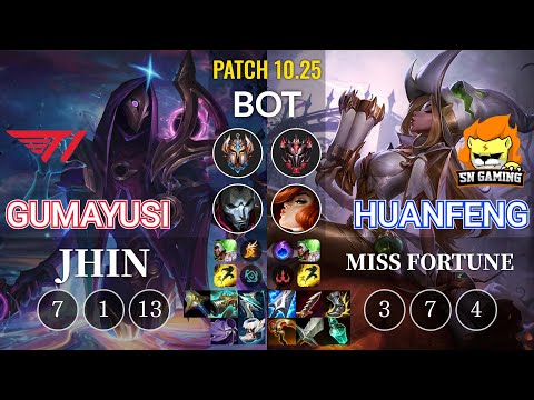 T1 Gumayusi Jhin vs SN huanfeng Miss Fortune Bot - KR Patch 10.25