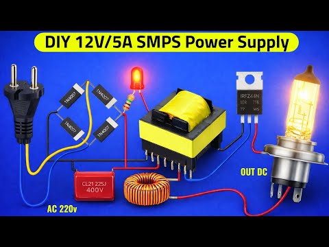 Part of a video titled DIY 220v AC To DC converter SMPS Power Supply - YouTube