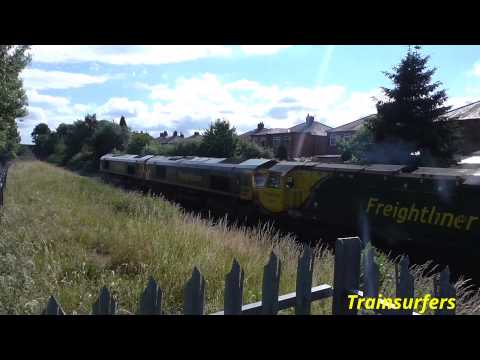 FL Class 70 No. 70018 + 66 No's. 66615 + 66545 on 0D53 Crewe BH - Leeds Balm Rd on 06.08.15 - HD