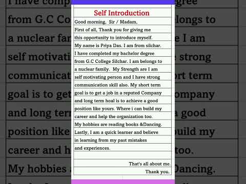 Self Introduction in English | introduce yourself in english #shorts #trending