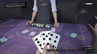 GTA Casino $655,000 in 40 seconds Best hand at 3 card poker.