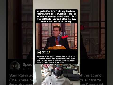 In Spider Man (2002), during the dinner, Peter and Norman are wearing the colors of