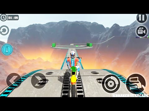 Impossible Moto Bike Tracks 3D - Yellow Bike Driving Stunts Levels 6 -10 High Speed Loop Gameplay