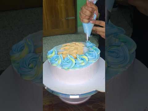 #BlueYellow #Love #Chocolate #Colorful #Rose #HeightCake #Dessert #CakeFrosting #Piping #MultiShade