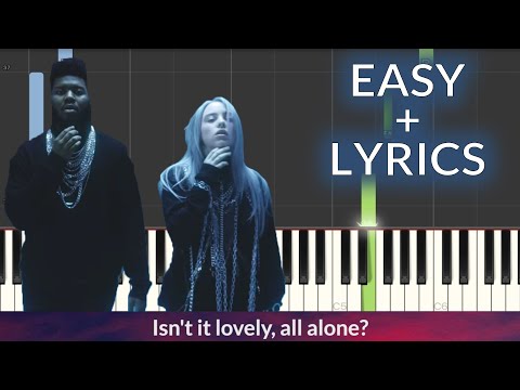 Billie Eilish, Khalid - lovely EASY Piano Tutorial + LYRICS