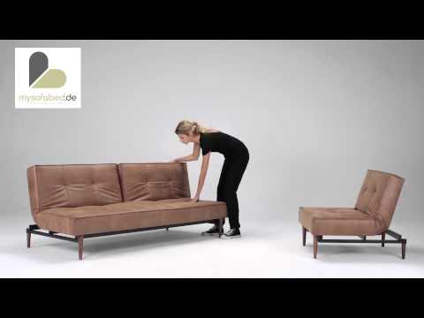 SPLITBACK Schlafsofa von Innovation - Dunkle Holzfüße - Faunal Braun (551) - mysofabed.de