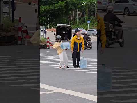 Tiny Rider Sees Two Water Jugs… And Says “I Got You” 😭 #girlrider #scooterlife #funny